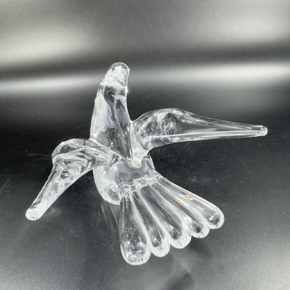 Swedish Clear Glass Bird Figurine Paperweight Manganese 365nm Green UV Glow VTG - Picture 7 of 15
